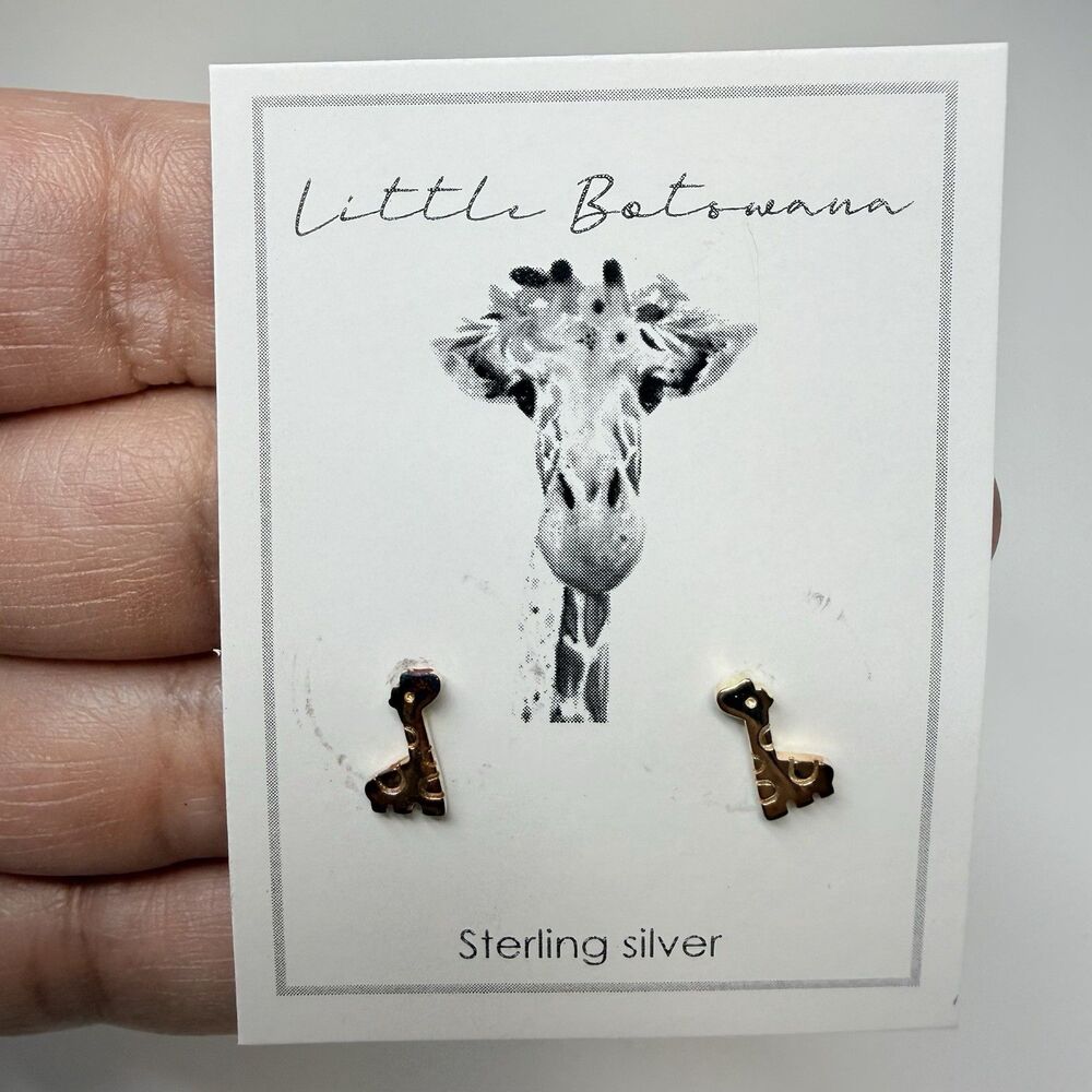 Little Botowana Sterling Silver Giraffe Petite Stud Earrings New